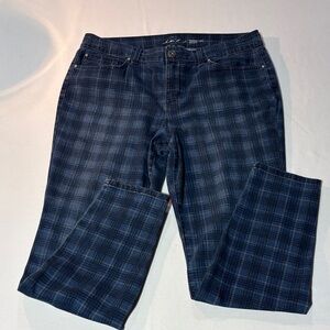 INC International Concepts Women’s Blue Plaid Skinny Jeans Regular Fit 14